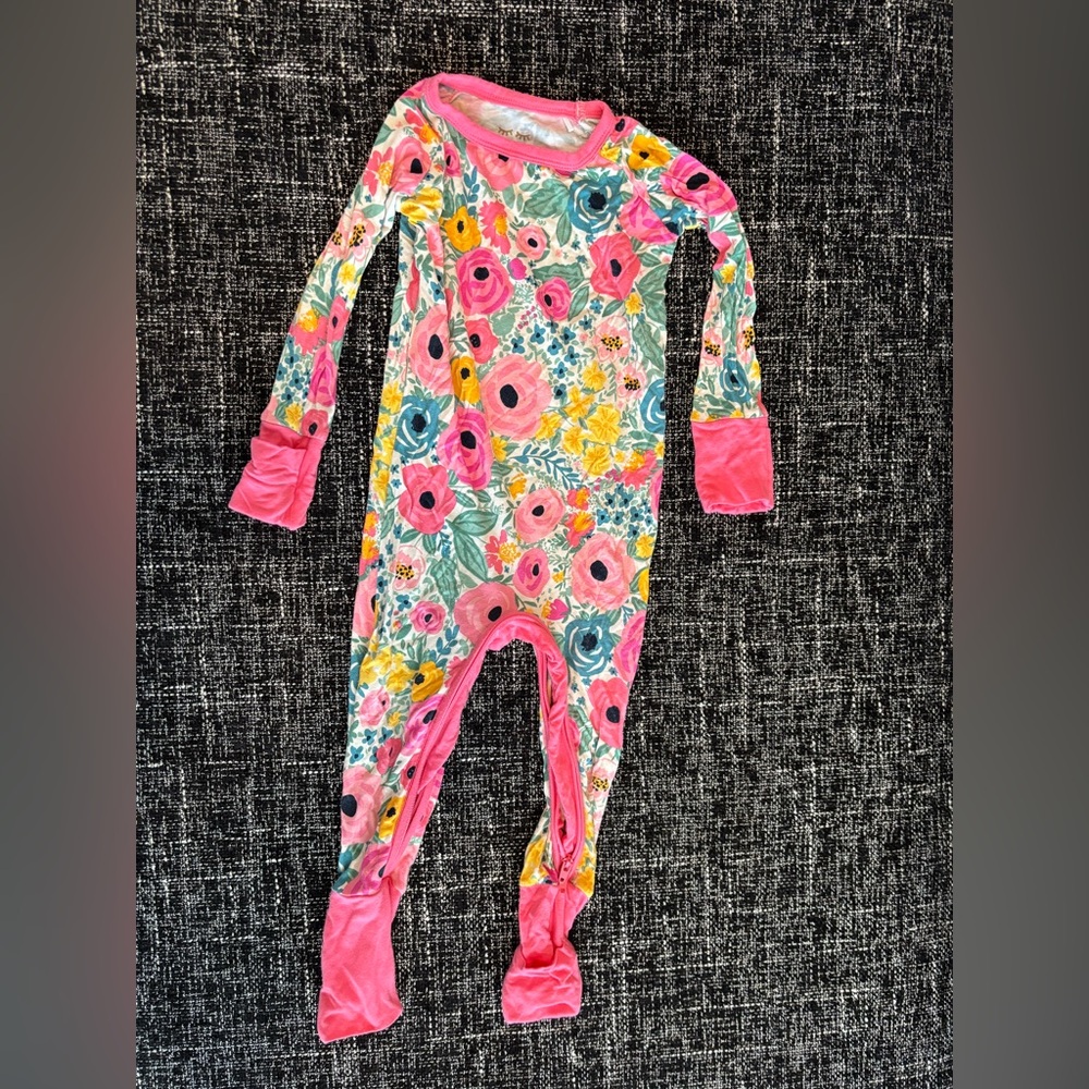 Little Sleepies floral crescent zip footie